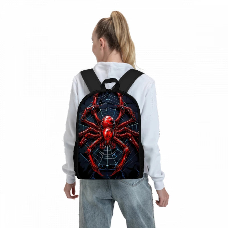 Juego de mochila de tres piezas Red Spider para niños y niñas, los mejores regalos, mochila escolar de dibujos animados en 2D para niños