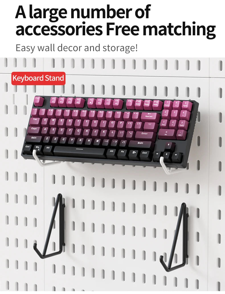 Kit organizador de pared combinado con tablero perforado DIY: paneles colgantes modulares, instalación sin perforaciones, ideal para exhibición de pared de habitaciones artesanales