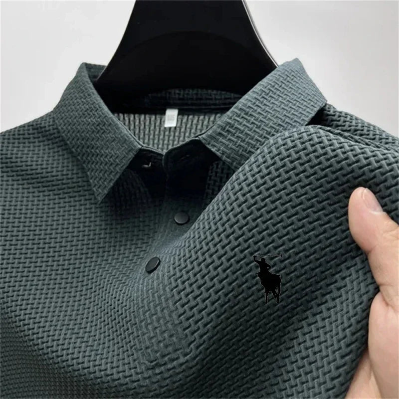 Camisetas de Manga Corta de Seda Helada para Hombre, Verano 2026, Frescas, Transpirables, Estilo Business-Casual, Polo Versátil