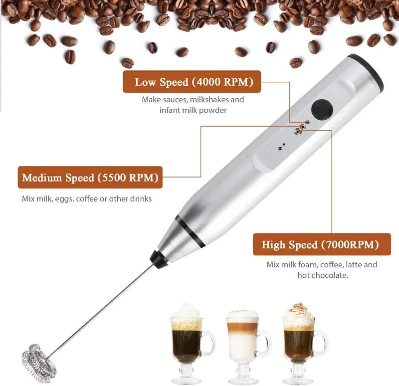Espumador de leche eléctrico portátil, licuadora de mano, Mini cafetera USB, batidora, crema de capuchino, batidor de huevos, licuadora de alimentos