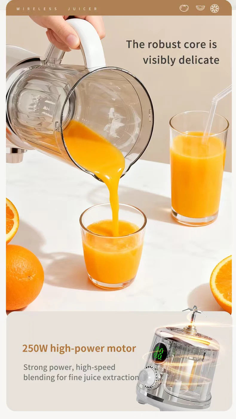 Licuadora Eléctrica Inalámbrica Portátil, 12 Cuchillas, 3000mAh, Exprimidor de Frutas, Uso Doméstico, Trituradora de Hielo, Mezcladora de Alimentos Auxiliar para Naranjas
