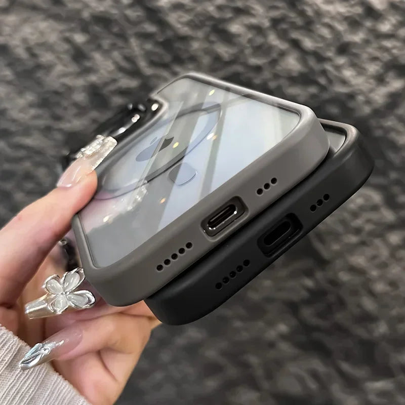 Funda de teléfono magnética de lujo a prueba de golpes para iPhone 16 15 14 13 12 11 Pro Max Plus Pro Funda con soporte de protección de lente de vidrio contraportada