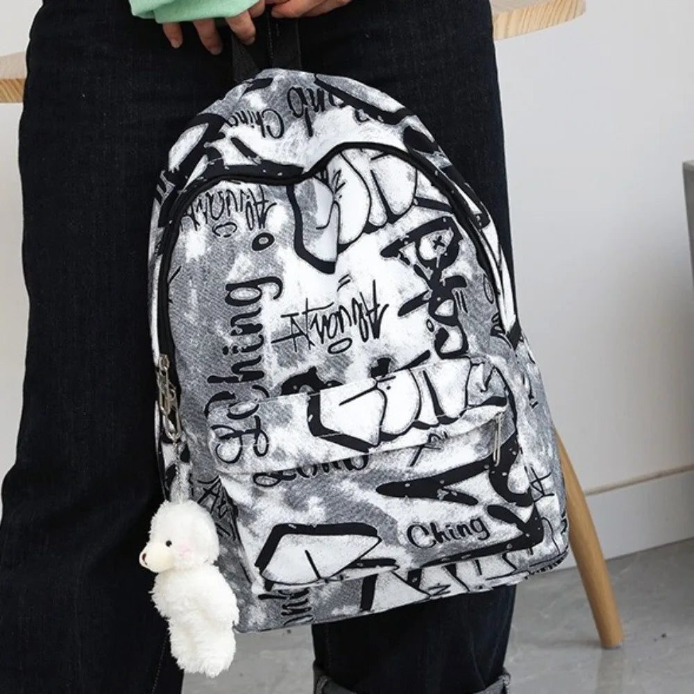 Mochila escolar para estudiantes con grafiti de gran capacidad, mochila informal de moda para mujer, mochilas escolares bonitas de dibujos animados para ir al trabajo en niñas