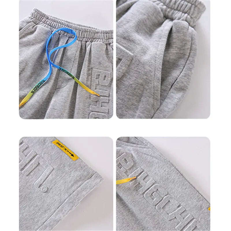 Pantalones cortos deportivos de algodón para niños, hasta la rodilla pantalón de chándal, talla 5, 6, 7, 8, 10, 12, 13, 14 años, gran oferta, Verano