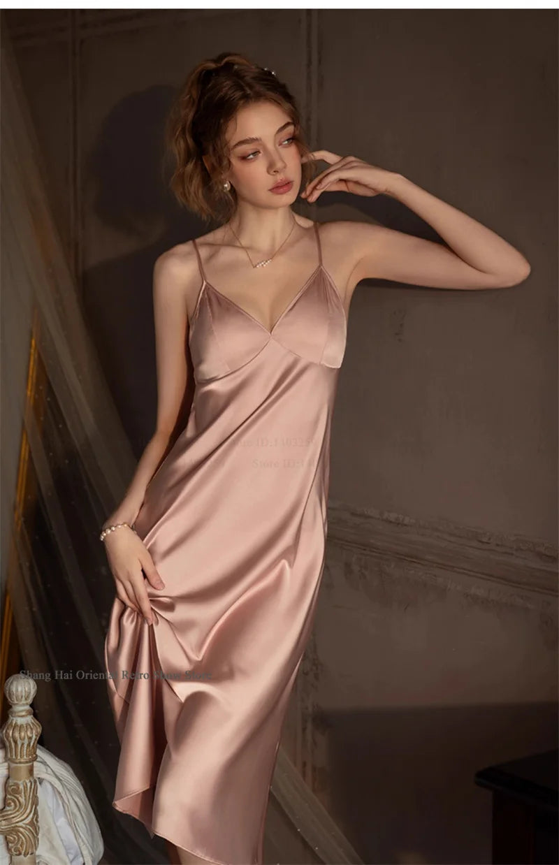 Elegante Conjunto de Bata Larga para Mujer, Lencería Sexy, Ropa de Dormir, Kimono Holgado, Bata de Baño, Vestido de Casa de Satén Sedoso, Ropa de Estar