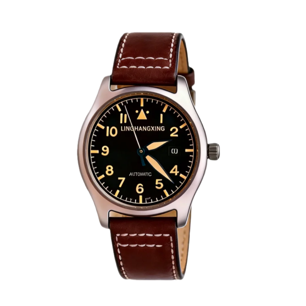 Nuevo Reloj de Moda para Hombre LINGHANGXING 2026, Movimiento de Relojería, Esfera Luminosa, Correa de Cuero Genuino, Estilo Casual de Negocios