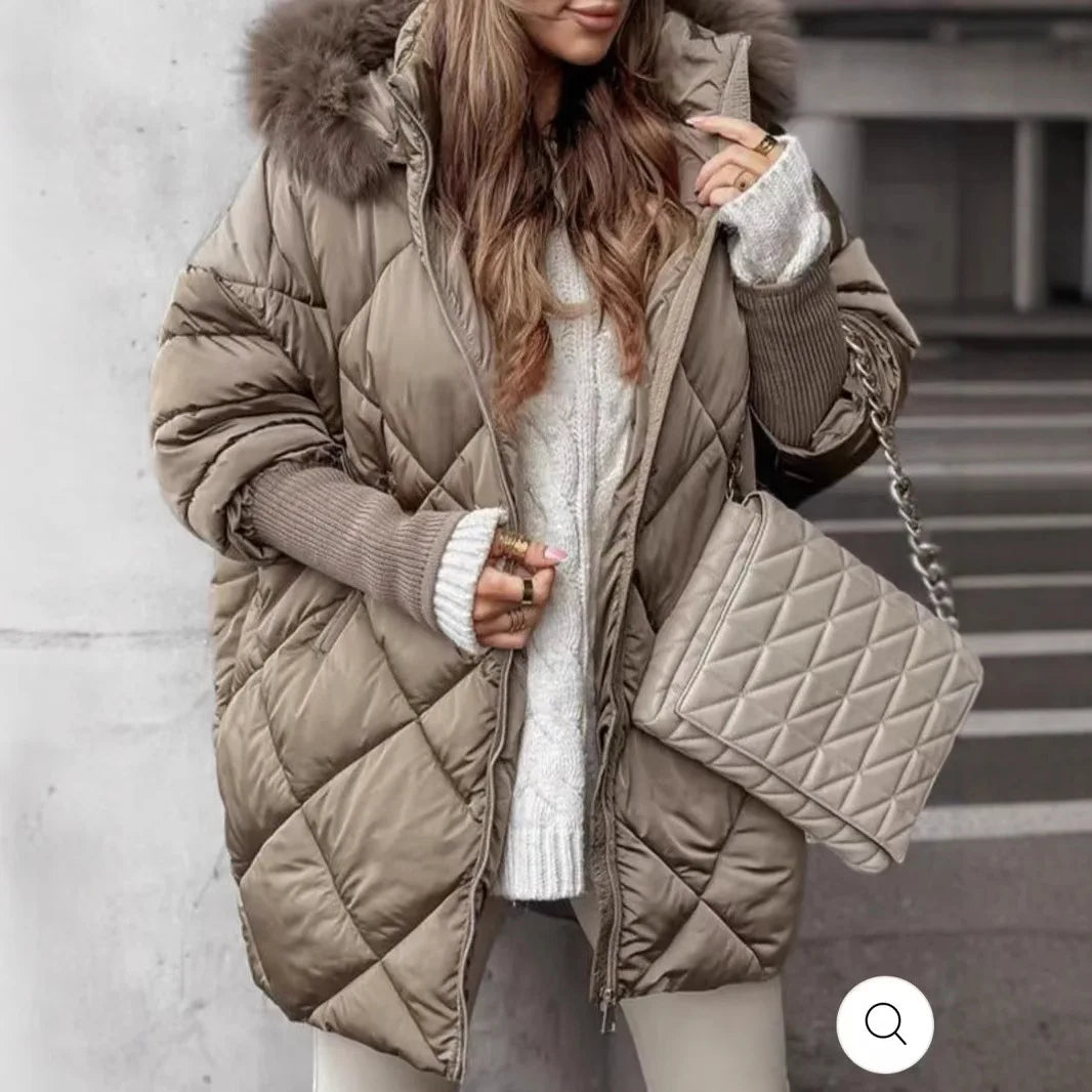 Ropa de Invierno de algodón cálido temperamento con capucha cárdigan con cremallera Color sólido Abrigos Invierno Mujer 2025 Casacos Inverno Feminino
