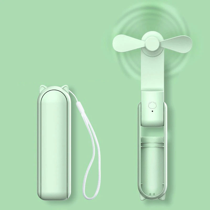 Mini ventilador portátil, recargable por USB, ventilador de mano plegable ajustable de 3 velocidades, adecuado para mujeres, viajes, uso al aire libre