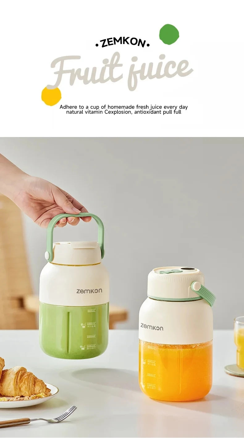 Exprimidor portátil de 1100ML, mezclador de frutas frescas, 26 cuchillas, exprimidor multifuncional recargable por USB, triturador de hielo, licuadora de batidos para el hogar