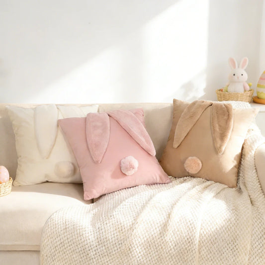 BUYNOW-fundas de cojín con Orejas de conejo, fundas de almohada de terciopelo holandés, decoración de felpa suave, fundas de almohada para sofá, decoración del hogar, 1 ud.