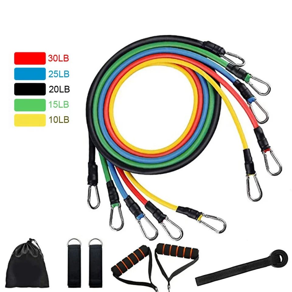 LOOGDEEL 11 unids/set bandas de resistencia Pedal ejercicio entrenamiento corporal entrenamiento mujeres hombres Fitness Yoga tirar cuerda ejercicios tubos de látex