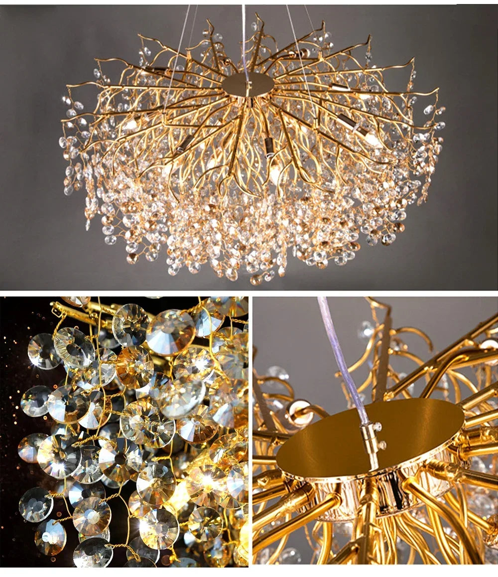 Candelabro de techo moderno para sala de estar, lámpara colgante de cristal de lujo para decoración Interior de Hotel y cocina, accesorio de iluminación