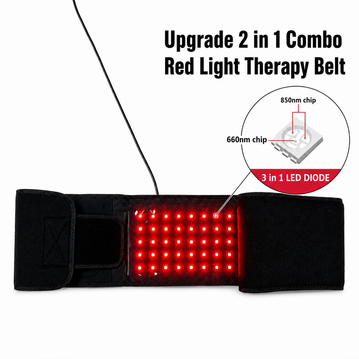 Cinturón de terapia de luz roja 660nm 850nm Terapia de luz infrarroja cercana para el cuerpo, relaja los músculos, la inflamación, mejora la circulación