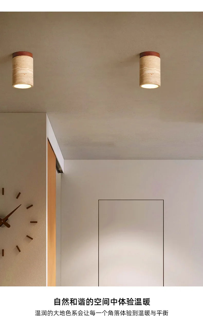 Lámpara de techo LED de piedra travertino, accesorio de iluminación para pasillo, sala de estar, comedor, decoración de dormitorio, lámpara de techo
