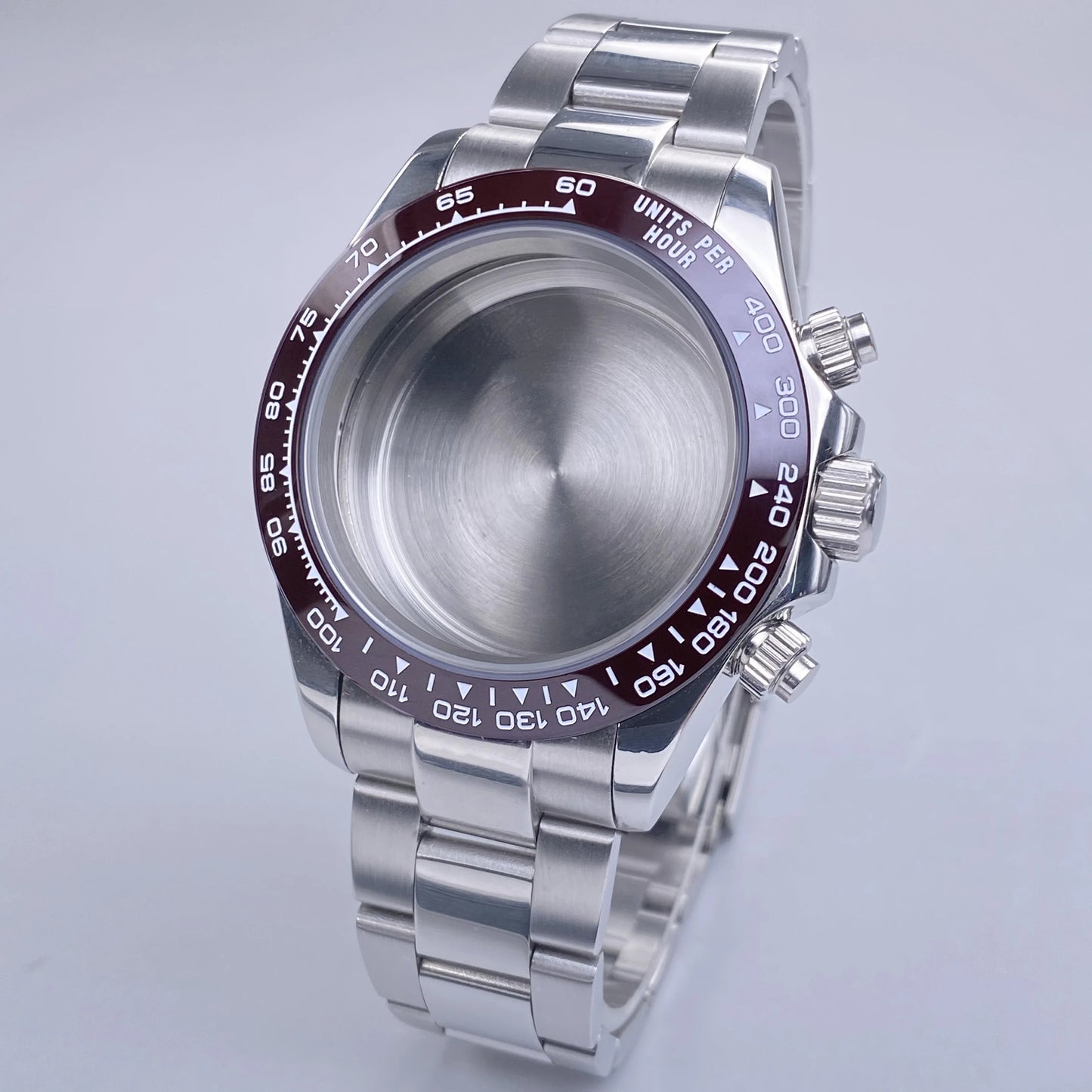 Caja VK63 Negra de 39 mm, Acero Inoxidable, Cristal de Zafiro Plano, Resistente al Agua, Compatible con Esferas de 29 mm-30 mm, Piezas de Caja para Reloj con Movimiento VK63