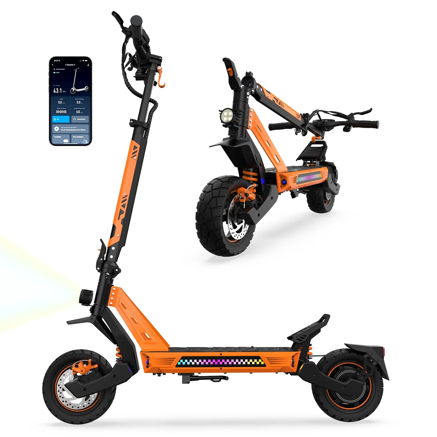 Patinete Eléctrico TOFUN TF3 PRO 1200W con APP, Velocidad Máxima 50 km/h, Autonomía 40-50 km, 48V 15.6Ah, Neumáticos de 10 Pulgadas, 4 Modos, Plegable