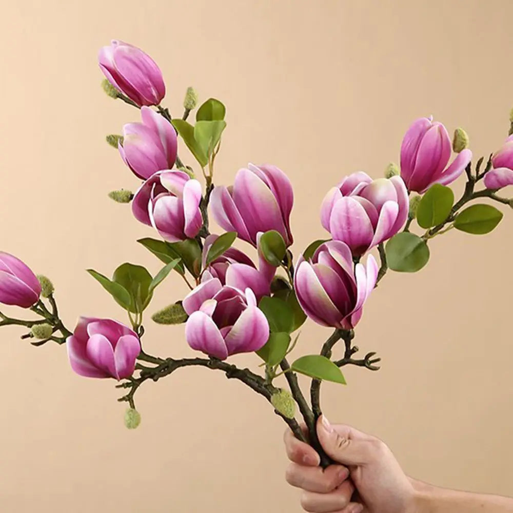 Ramo de Magnolia de seda de flores artificiales, accesorios para fotos Diy, ramo de novia para boda, mesa, florero para fiesta, decoración del jardín al aire libre para el hogar