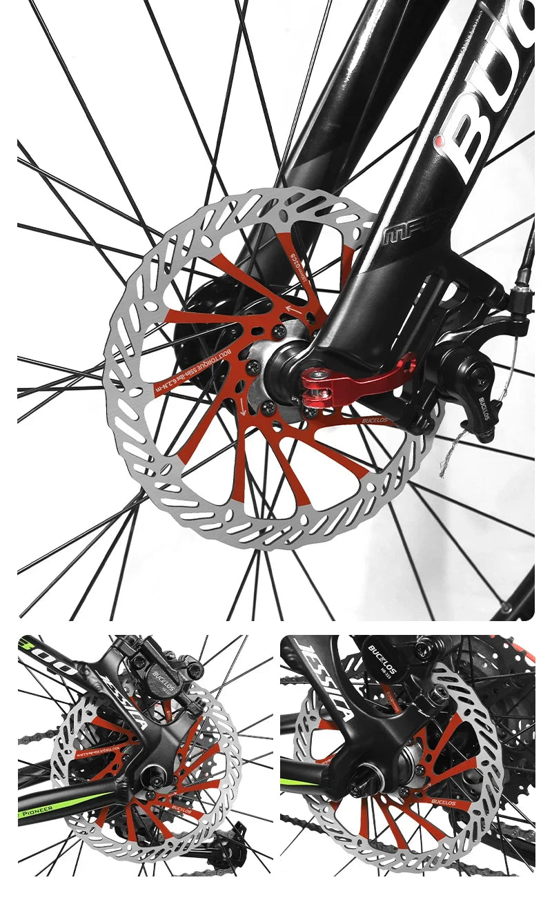 BUCKLOS-Rotor de freno de disco hidráulico ultraligero para bicicleta de montaña, disco de freno de bicicleta de carreras de carretera de montaña de 160/180/203mm con 6 pernos gratis