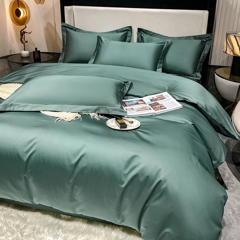 Juego de cama de lujo 100% algodón egipcio funda nórdica funda de almohada Ru Europa doble tamaño Queen King ropa de cama juegos de sábanas suaves