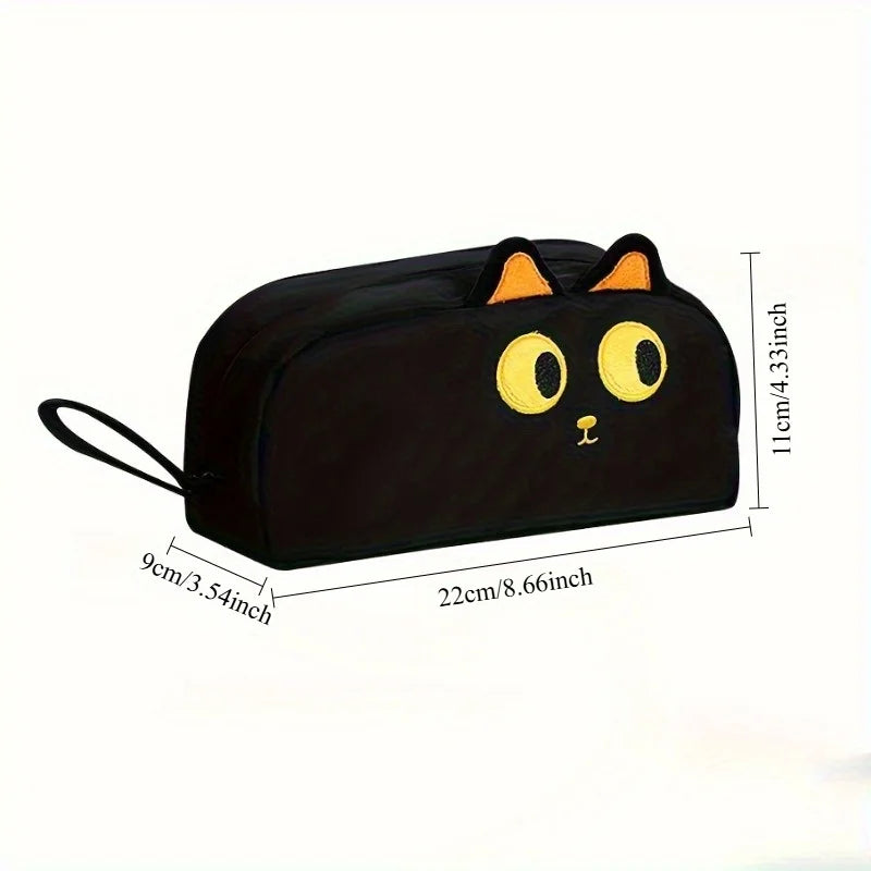 Lindo estuche para lápices de gato negro 3D, útiles escolares de poliéster de gran capacidad, lindo regalo para amantes de los gatos para estudiantes y oficina (diseño de pata)