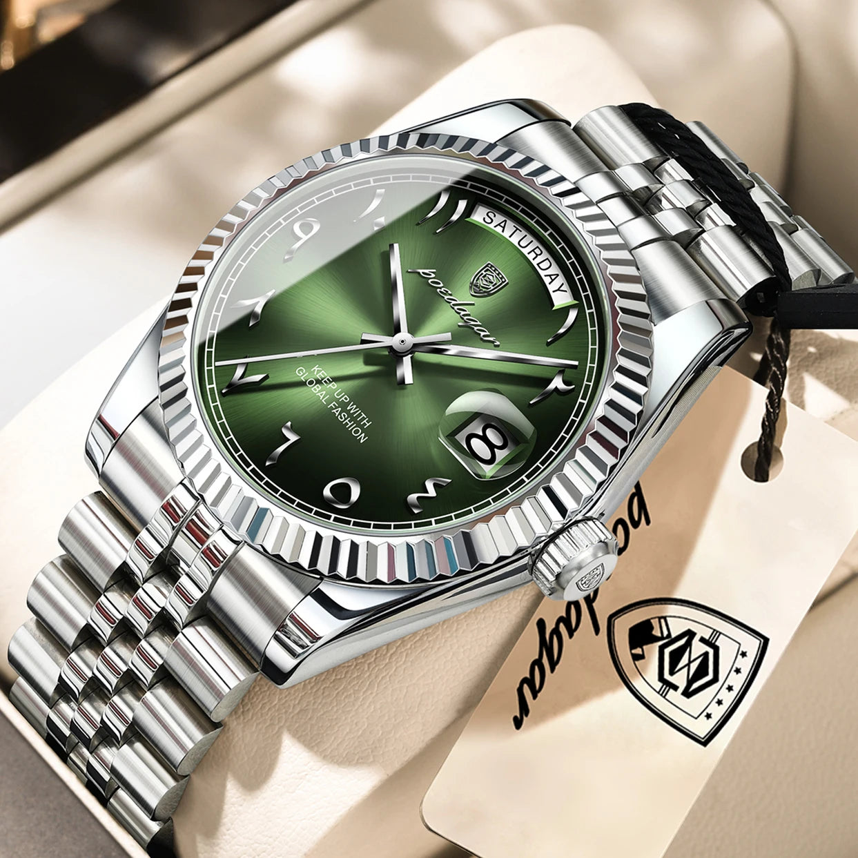 Reloj de Pulsera para Hombre de la Marca POEDAGAR, a la Moda, Resistente al Agua, con Fecha y Día de la Semana, Reloj de Negocios para Hombre, de Acero Inoxidable, de Alta Calidad, de Cuarzo