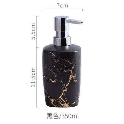 Juego de accesorios de baño de cerámica de mármol negro, dispensador de jabón/soporte para cepillos de dientes, bandeja, suministros para el hogar