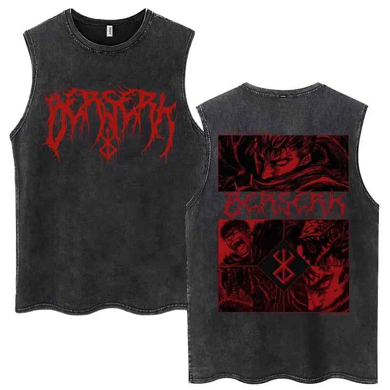 Camisetas sin mangas Harajuku lavadas de Anime Berserk Guts, camisetas Retro de Manga Gatsu Griffith Zodd, camisetas sin mangas, Camiseta de algodón Unisex de gran tamaño