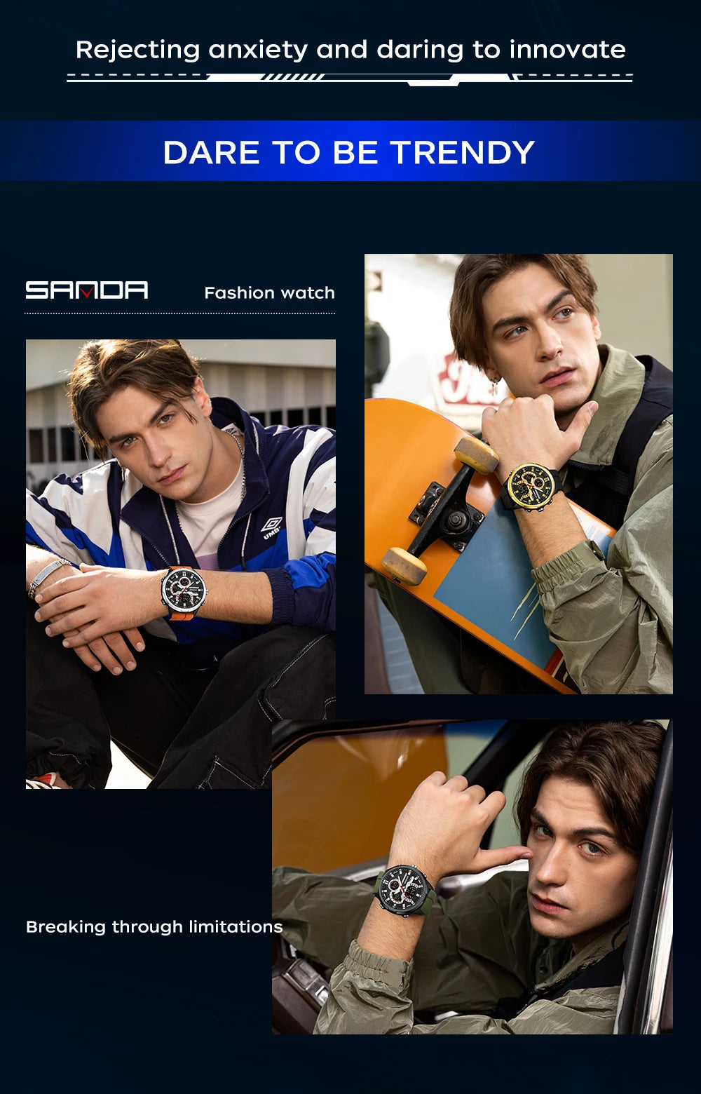 Reloj electrónico de cuarzo SNADA para hombre con pantalla Dual deportivo multifuncional LED resistente al agua reloj electrónico de cuarzo para hombre 9077