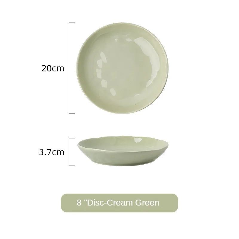 Juego de cuencos y platos de cerámica de estilo nórdico para uso doméstico, alta belleza, Simple, crema, vajilla de cerámica, nuevo