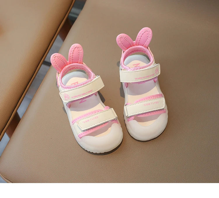 Sandalias de dibujos animados para niños y niñas, zapatos de playa suaves, informales, antideslizantes, color rosa verdoso, de 2 a 12 años
