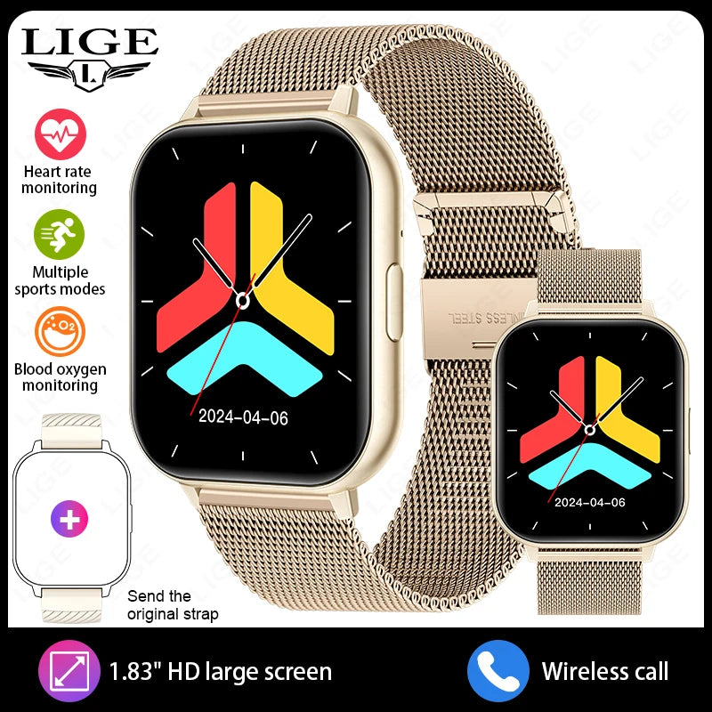 LIGE, nuevos relojes inteligentes con llamadas Bluetooth, reloj de pulsera para mujer, relojes deportivos para Fitness, reloj inteligente resistente al agua IP67 para iPhone, Android, iOS