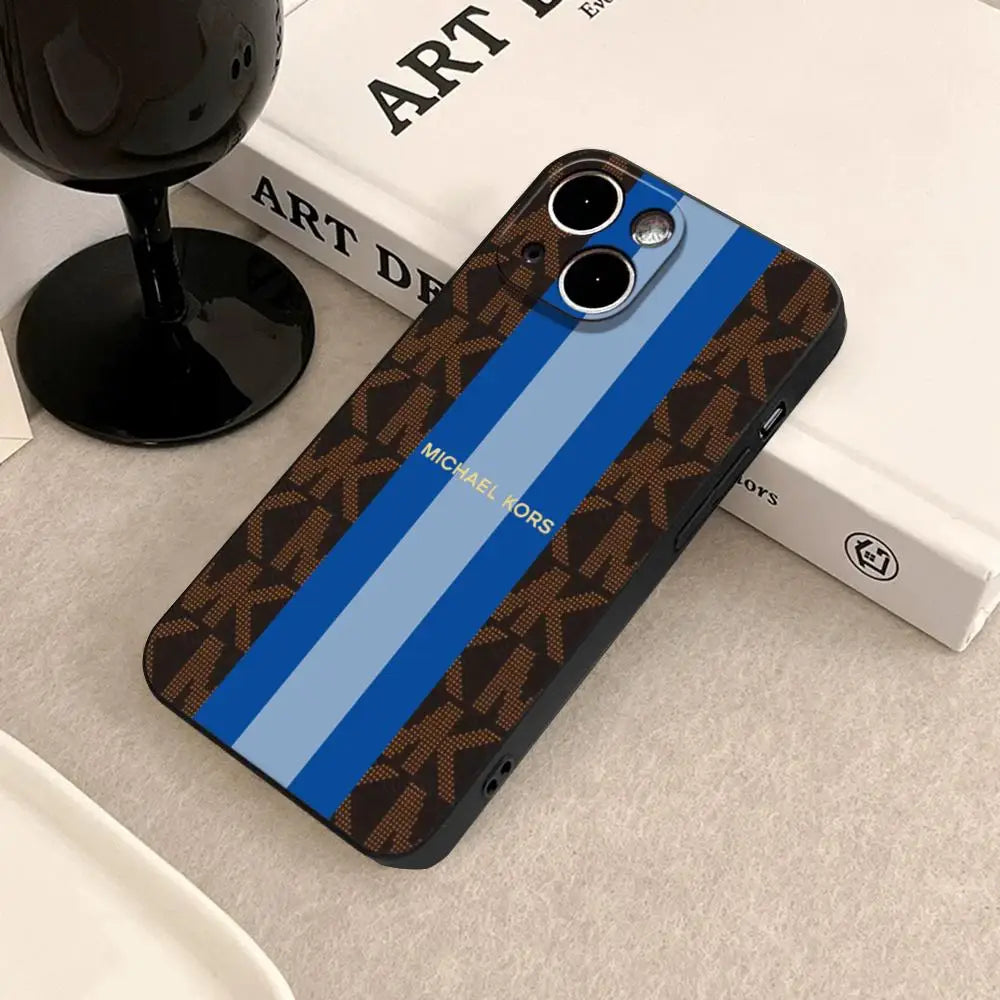 Funda HYBXAXC HD M-Michael Kors--M-K para iPhone 17 Air 16 15 14 Plus 13 12 11 Pro Max 16e, Antigolpes, Transparente, con Parte Trasera HD