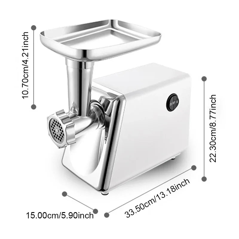 Picadora de carne eléctrica, máquina para hacer salchichas con 3 placas de molienda, empujador de alimentos, picadora de carne, exprimidor, picadora de alimentos para el hogar y la cocina