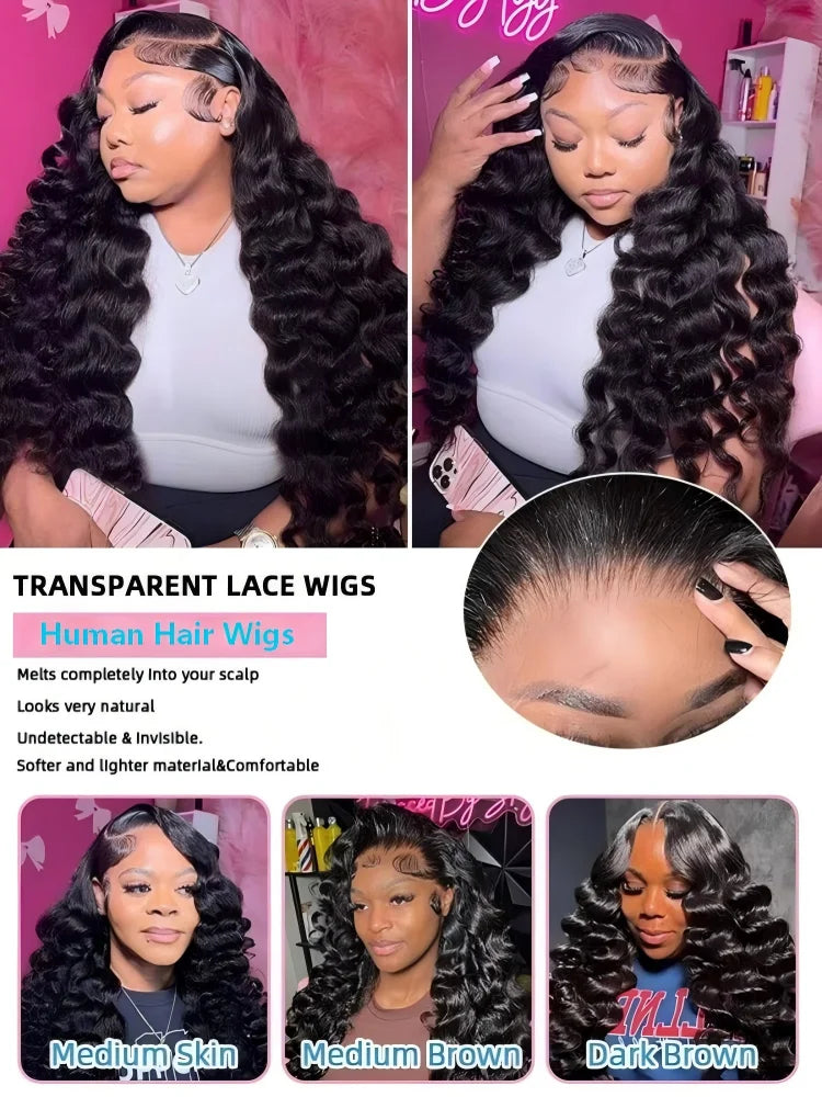 Peluca frontal de encaje HD 13x6 de 40 pulgadas con ondas sueltas y profundas, cabello humano brasileño rizado y ondulado, pre-arrancada para mujer
