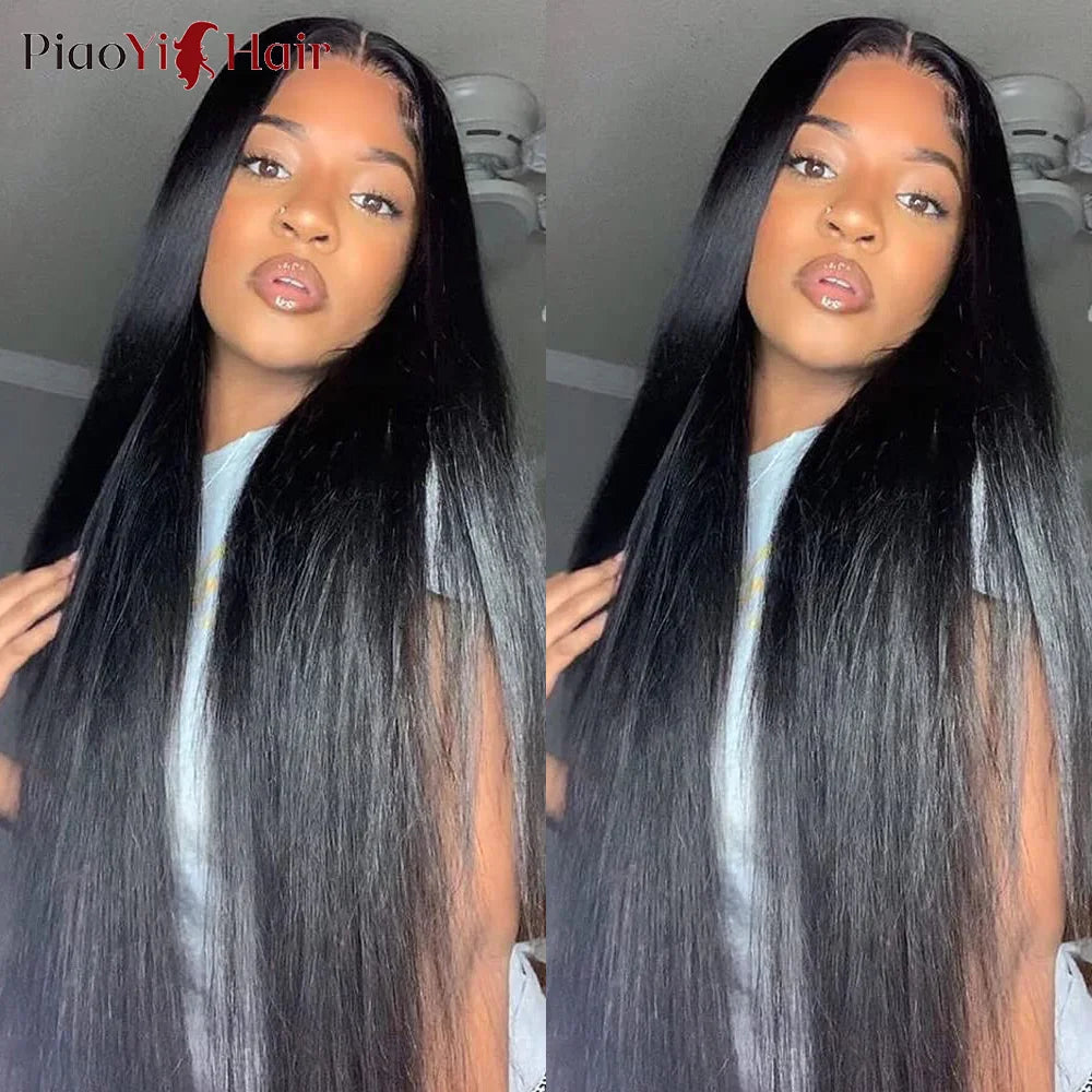 Peluca de cabello humano con encaje Frontal HD 13X6 de 30 pulgadas, peluca Frontal de encaje transparente HD recta, cabello humano brasileño de 210% de densidad