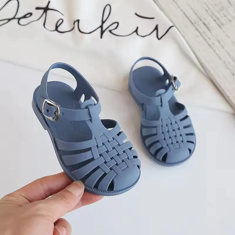Sandalias de Playa para Niñas, Estilo Gladiador, Suaves, Antideslizantes, Tipo Jelly, Planas, Retro, Romanas, para el Verano