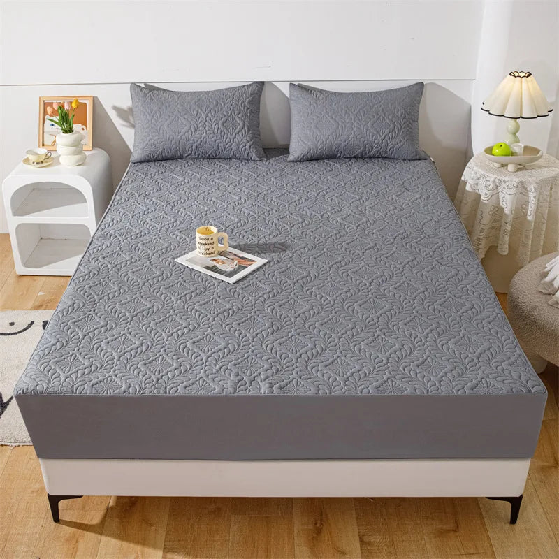 Protector de Colchón Acolchado Impermeable, Funda de Colchón Transpirable, Antiácaros, Antibacteriana, Sábana Ajustable, Sin Funda de Almohada