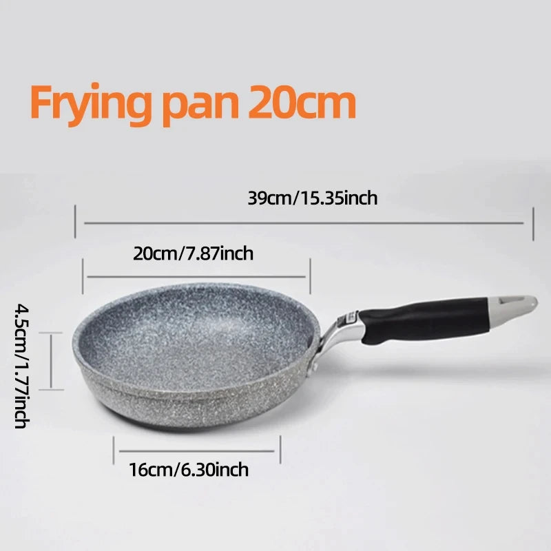 Sartén antiadherente de piedra duradera, sartén Wok, Caldero, Cocina de Inducción, sartenes, panqueques, huevo, estufa de Gas, hogar, 28 cm, 26 cm, 24 cm, 20cm