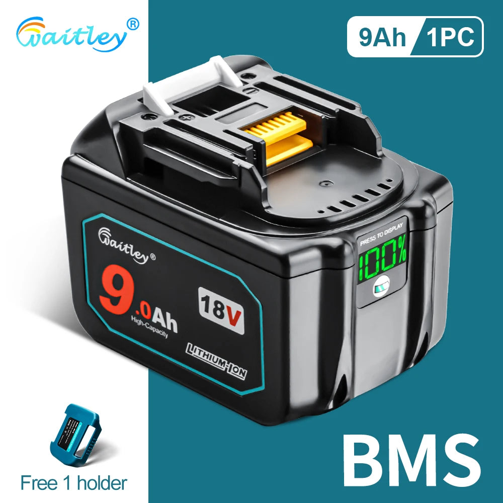 Waitley-batería recargable de iones de litio para herramientas eléctricas Makita, 18 V, 6.0Ah, BL1860b, BL1860, BL1830b, BL1850b, BL1840, 6Ah