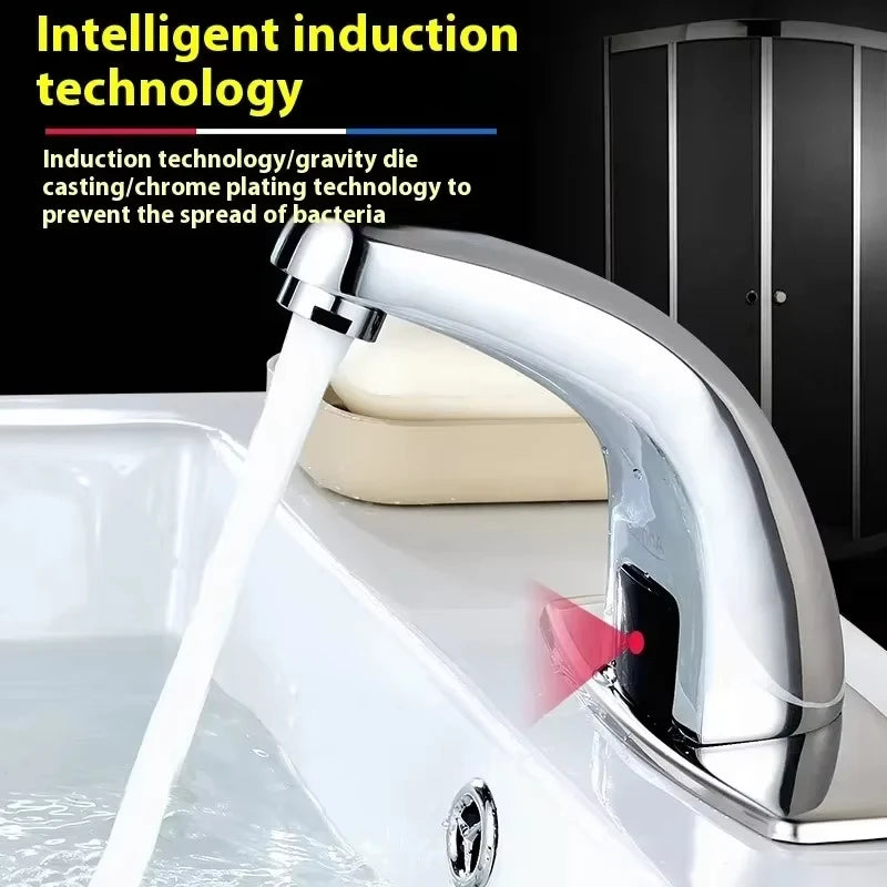 Grifo de agua fría y caliente automático electrónico sin contacto, grifo electrónico con sensor, grifo sin contacto