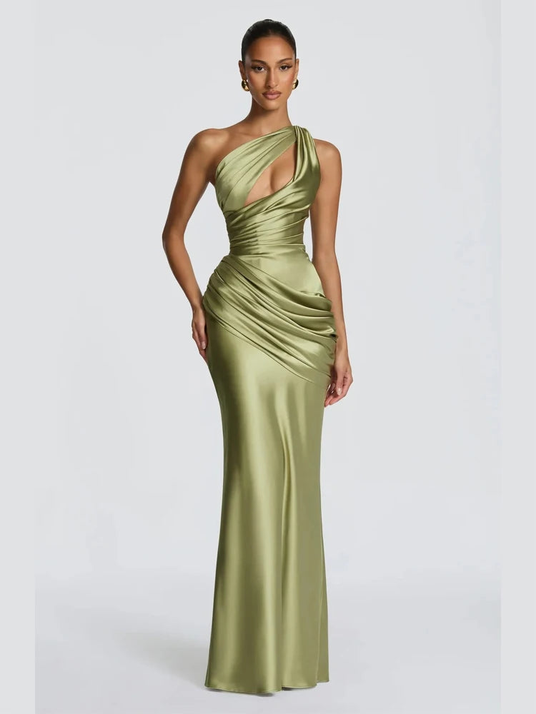 Vestido Maxi Plisado Sólido Sexy con Cuello Halter para Mujer, sin Mangas, sin Espalda, con Cintura Ajustada y Abertura, Vestidos de Fiesta de Verano 2026