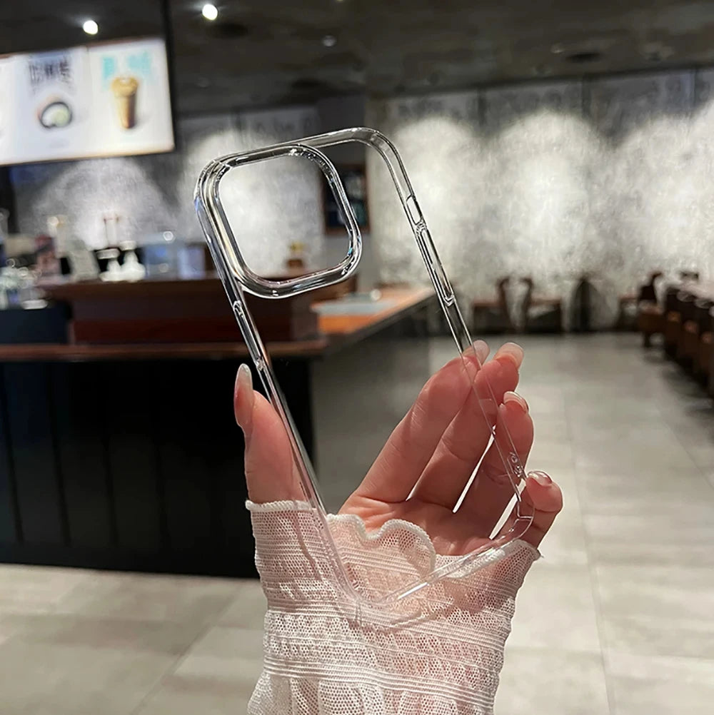 Fundas de parachoques transparentes a prueba de golpes de lujo para iPhone 16 15 14 13 12 11 Pro Max Plus accesorios de cubierta de teléfono acrílico suave transparente