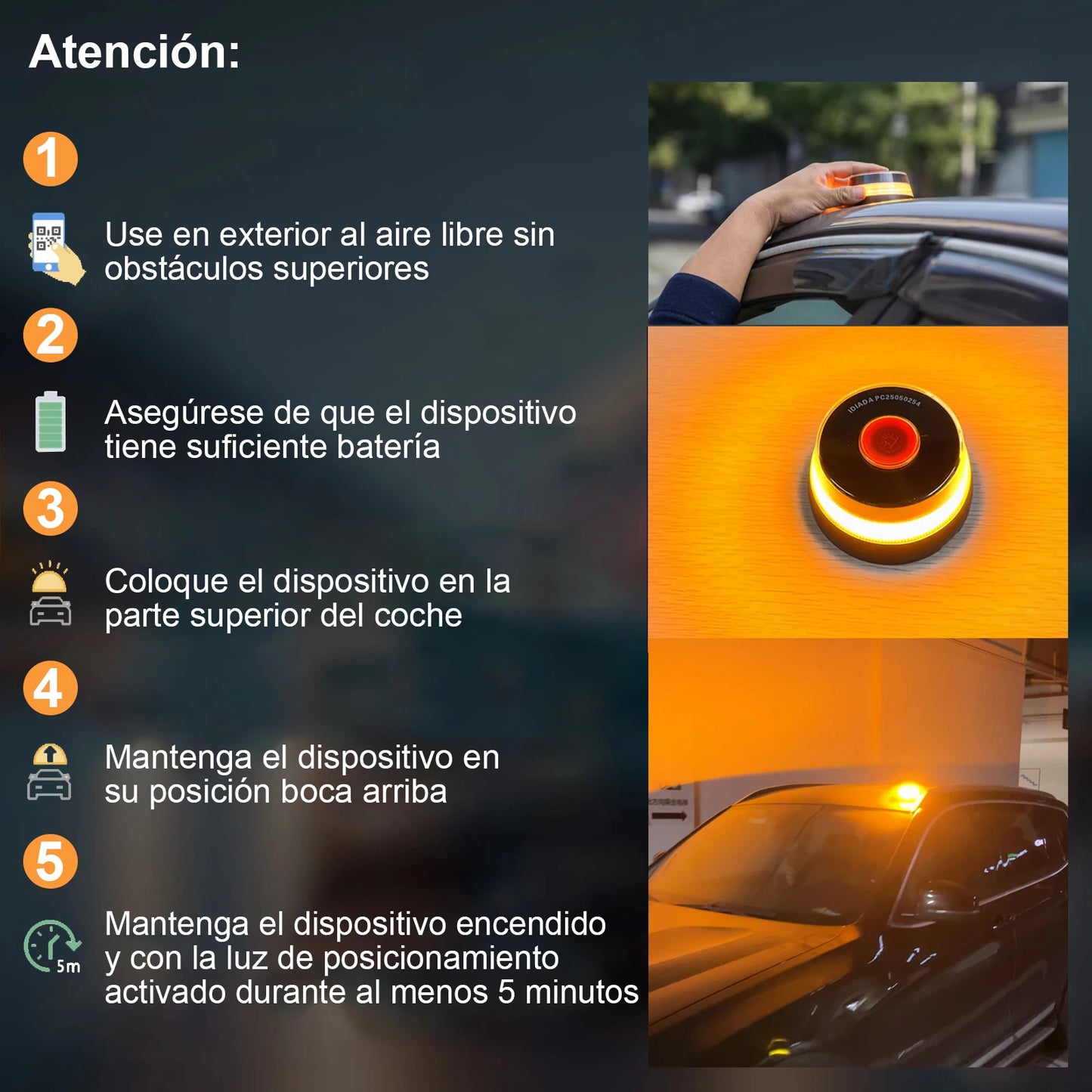 La Luz de Emergencia de Geolocalización V16 DGT 3.0 Está Conectada a La Luz de Emergencia del Vehículo Aprobada Por DGT [Tarjeta Sim  Paquete De Datos VáLidos Hasta 2038]