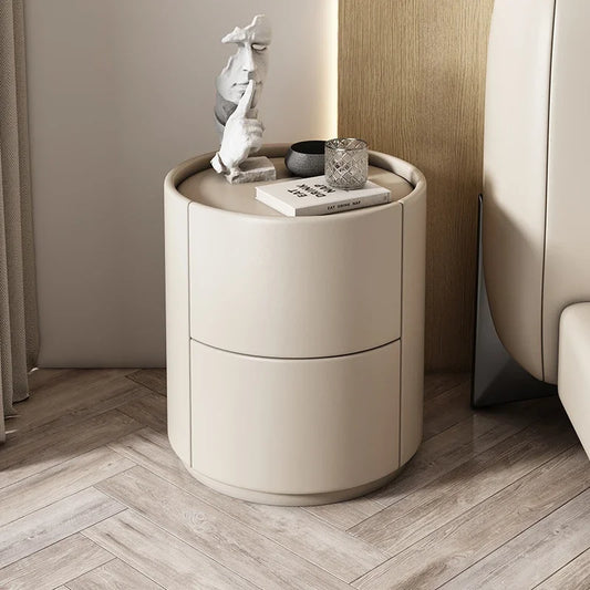 Gabinete lateral para sofá de sala de estar, mesita de noche redonda creativa de madera maciza, nuevo gabinete de almacenamiento para dormitorio pequeño y moderno y sencillo