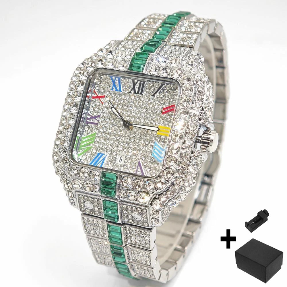 Reloj de pulsera de cuarzo cuadrado para hombre, joyería ostentosa de Hip Hop, marca UNIGUET, joyería ostentosa, moda novedosa, envío directo