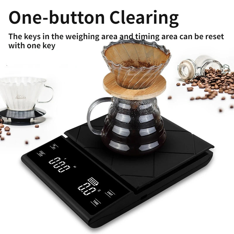 Báscula electrónica de café inteligente, báscula LCD con sincronización Digital de alta precisión, balanza de café de 3kg/0,1g, báscula de peso para medir para Cocina