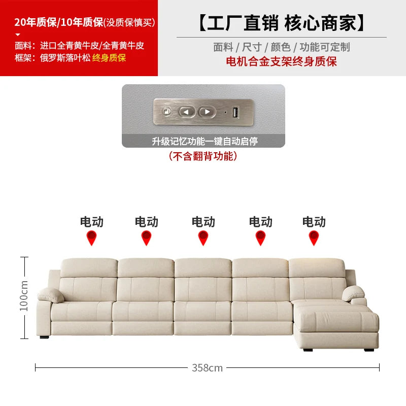Sofá de tela eléctrico multifuncional, chaise longue recta ajustable, cómodo, individual, para varias personas, mueble para el hogar