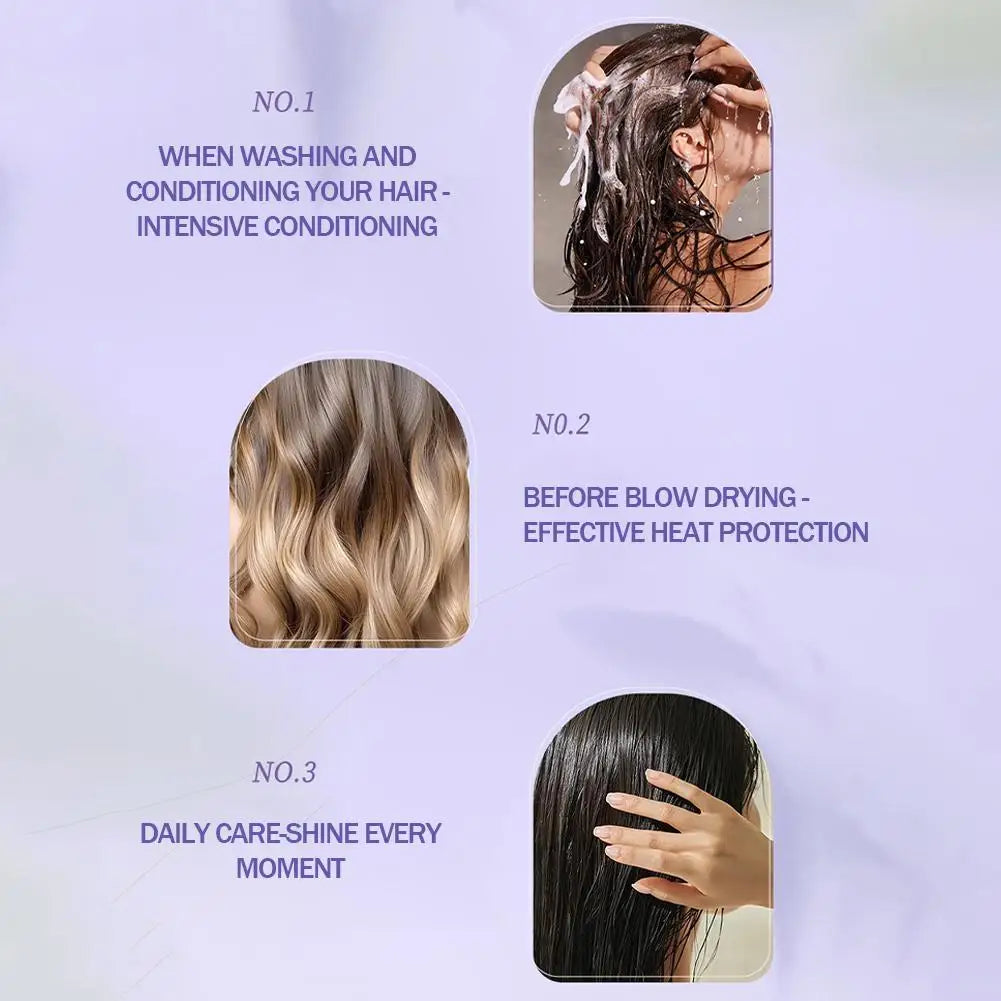 Spray de aceite esencial para el cuidado del cabello de 100 ml para mujeres, anti-frizz, control de encrespamiento, brillo, fragancia, acondicionador sin enjuague.