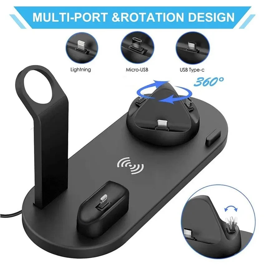 Estación de carga inalámbrica universal para iPhone17 16, 15, 14, 13, 12, 11 Pro Max/Pro/Mini/Plus y para AirPods Pro 2 - Carga rápida