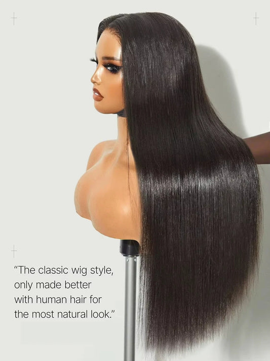 Pelucas de cabello humano Frontal de encaje recto transparente 13x6 Hd brasileño Remy Pre desplumado hueso recto 13x4 peluca con malla Frontal para mujeres